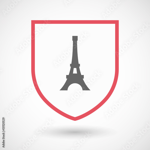 Isolated shield with   the Eiffel tower