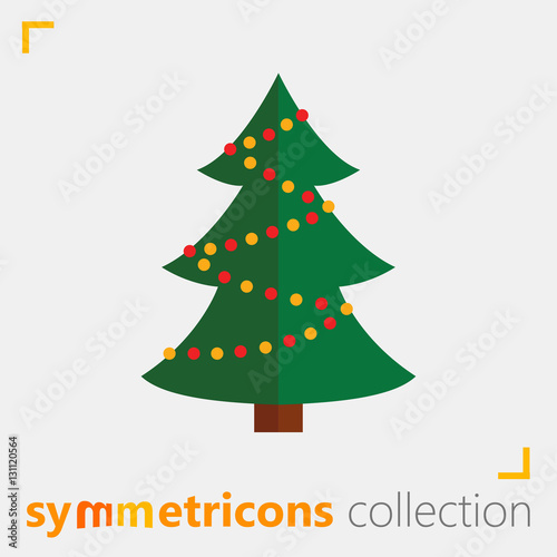 Christmass tree with lights vector icon for web and mobile from