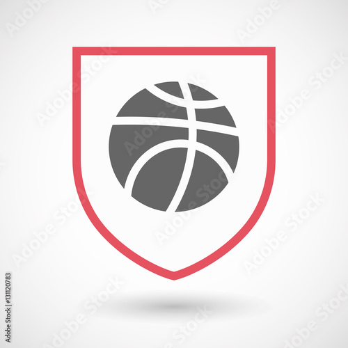Isolated shield with  a basketball ball