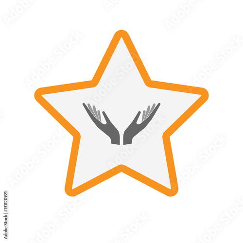 Isolated star with  two hands offering