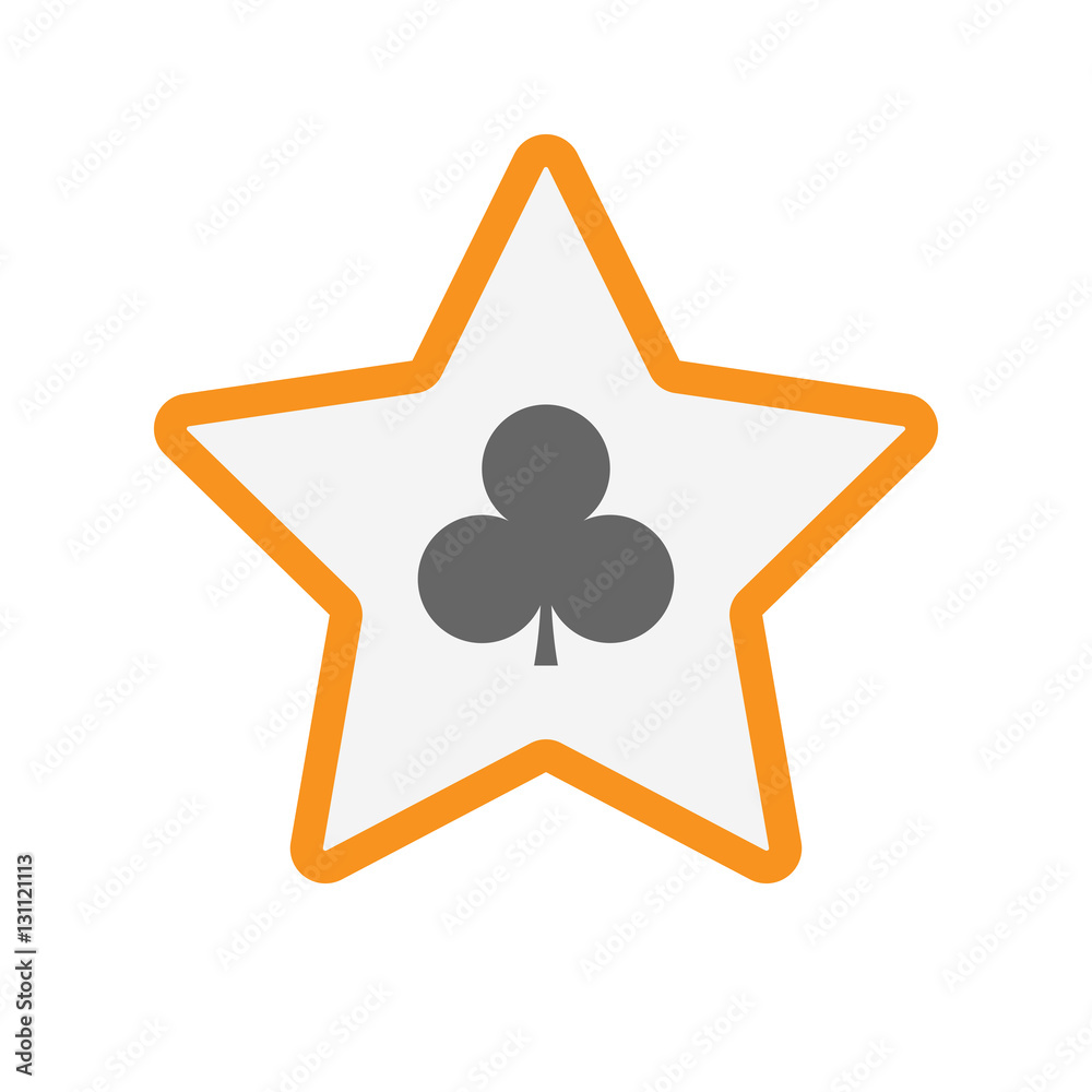 Isolated star with the Club poker playing card sign Isolated star with the Club poker playing card sign