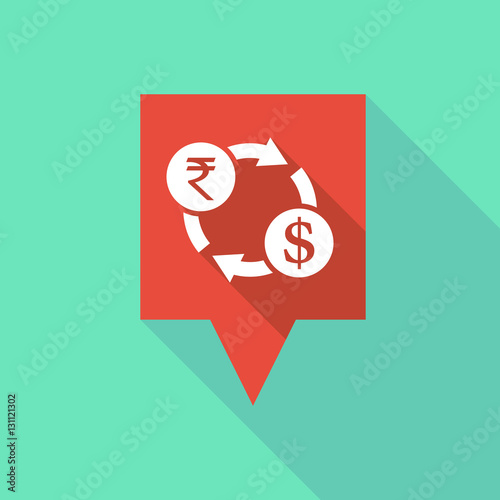 Long shadow tooltip with  a rupee and dollar exchange sign