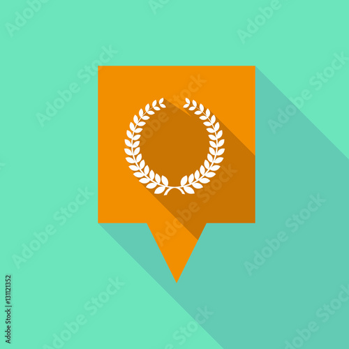 Long shadow tooltip with  a laurel crown sign