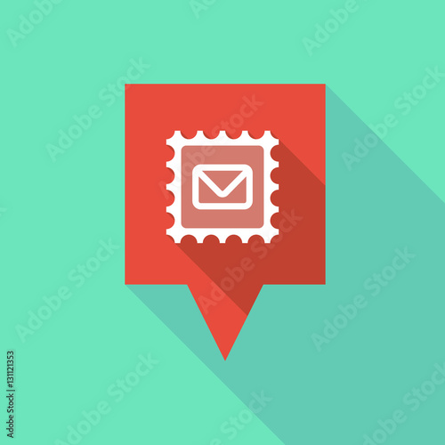 Long shadow tooltip with  a mail stamp sign