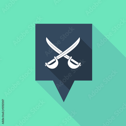 Long shadow tooltip with  two swords crossed