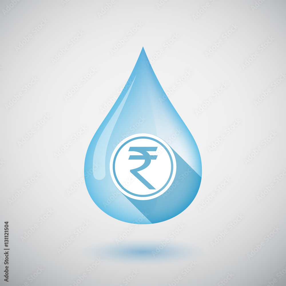 Isolated water drop with  a rupee coin icon