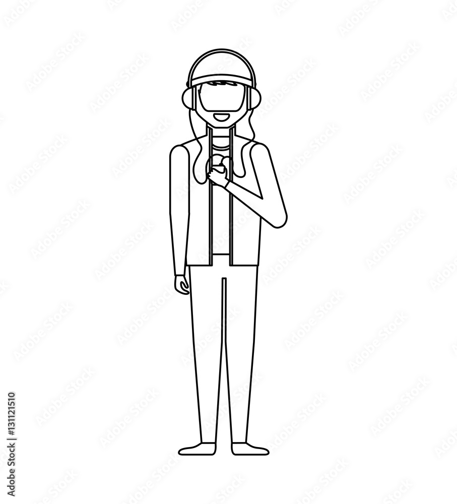 young man with headset character vector illustration design