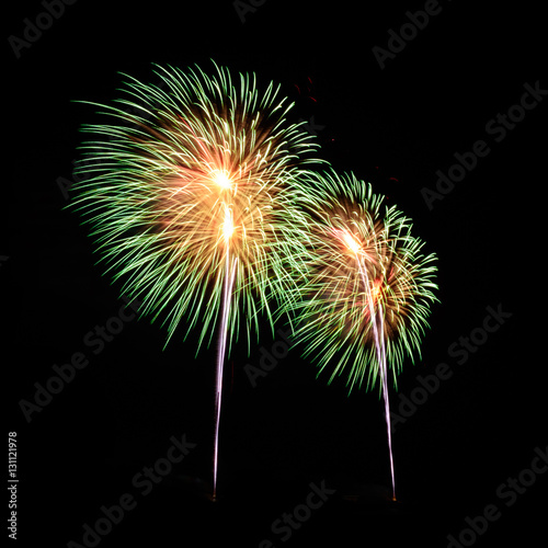 Colorful Fireworks isolated on black background  New Year celebration fireworks.