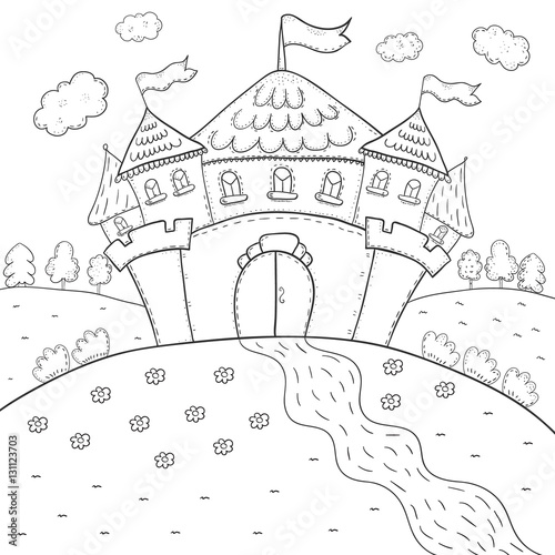 coloring book magic castle design for kids