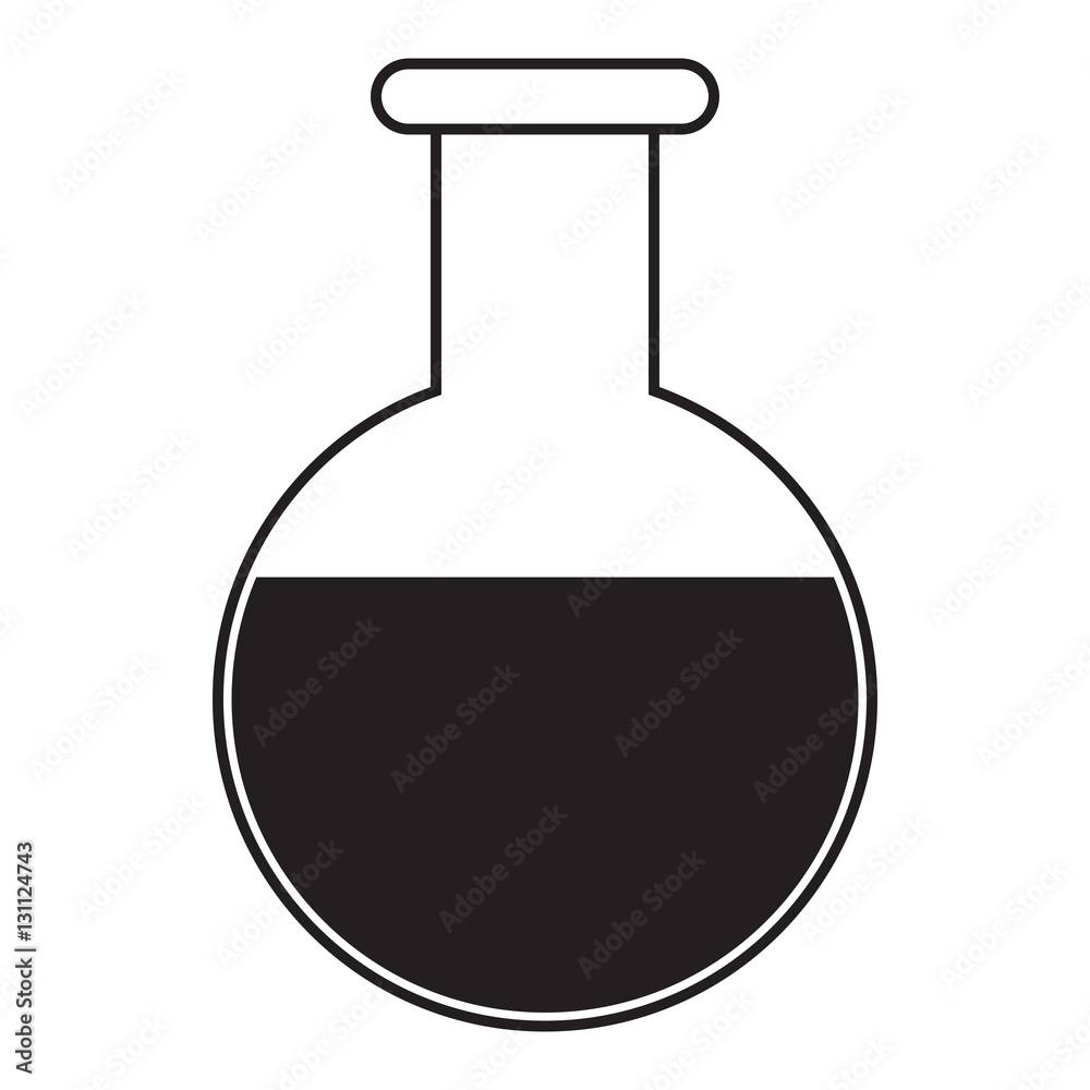 Simple flat chemical flask icon, grayscale on white background Simple flat chemical flask icon, grayscale on white background