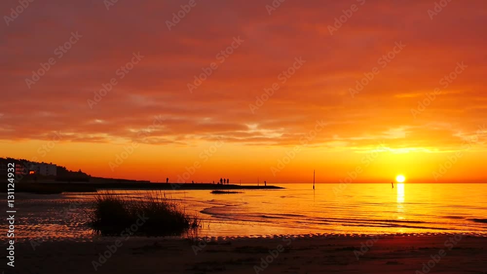 Wattenmeer bei Sonnenuntergang, Nordsee, Wellen, Nationalpark Wattenmeer bei Sonnenuntergang, Nordsee, Wellen, Nationalpark