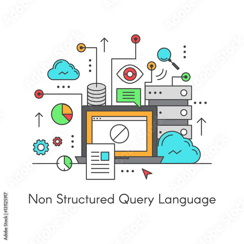 Vector Icon Style Illustration Logo of NoSQL Non Relational Structured Query Language SQL