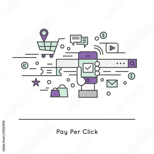 Vector Icon Style Illustration Logo of Pay-per-click PPC cost per click CPC  internet advertising model