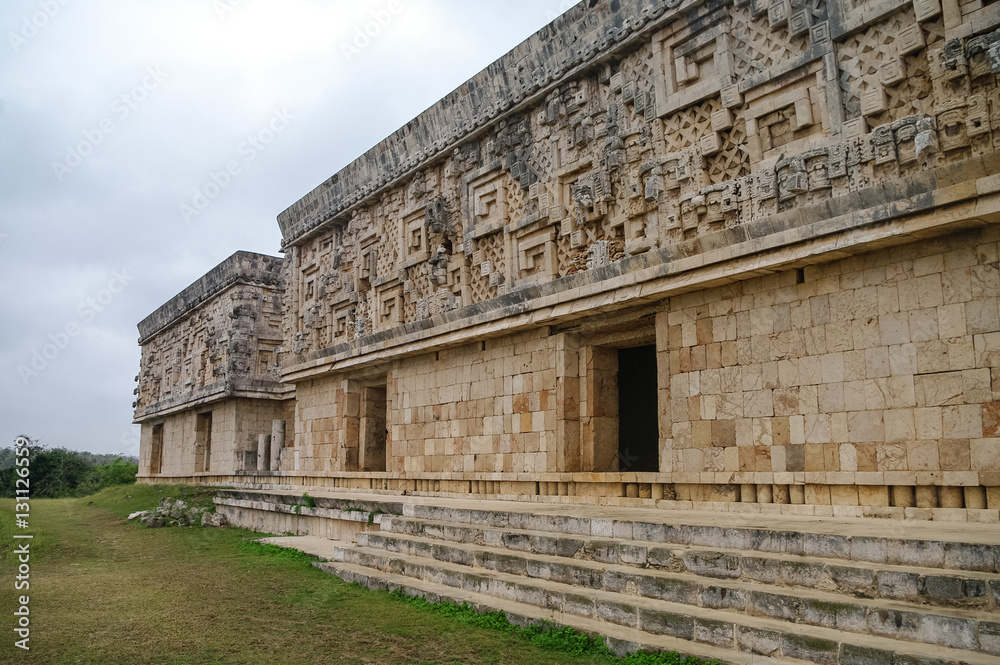 Ancient mayan pyramid. Uxmal, Merida, Yucatan, Mexico