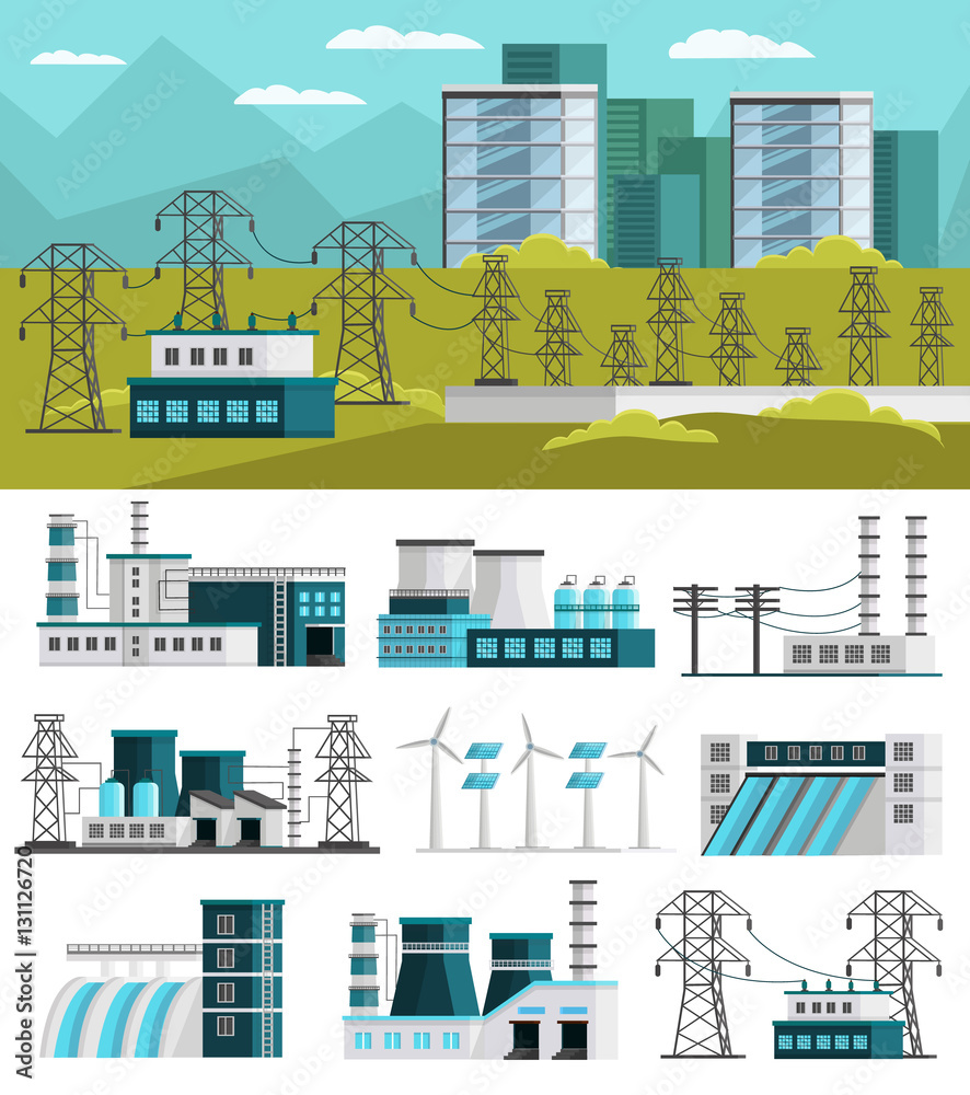 Fototapeta premium Power Generation Orthogonal Concept