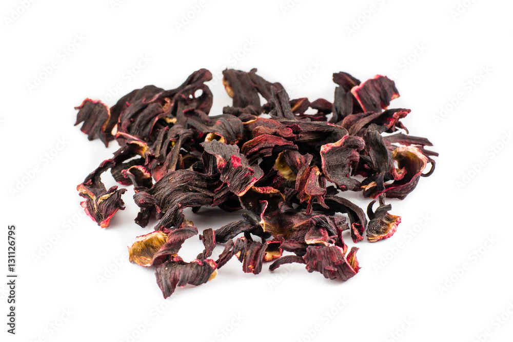 Obraz premium Каркаде чайный напиток. Сухие листья суданской розы.