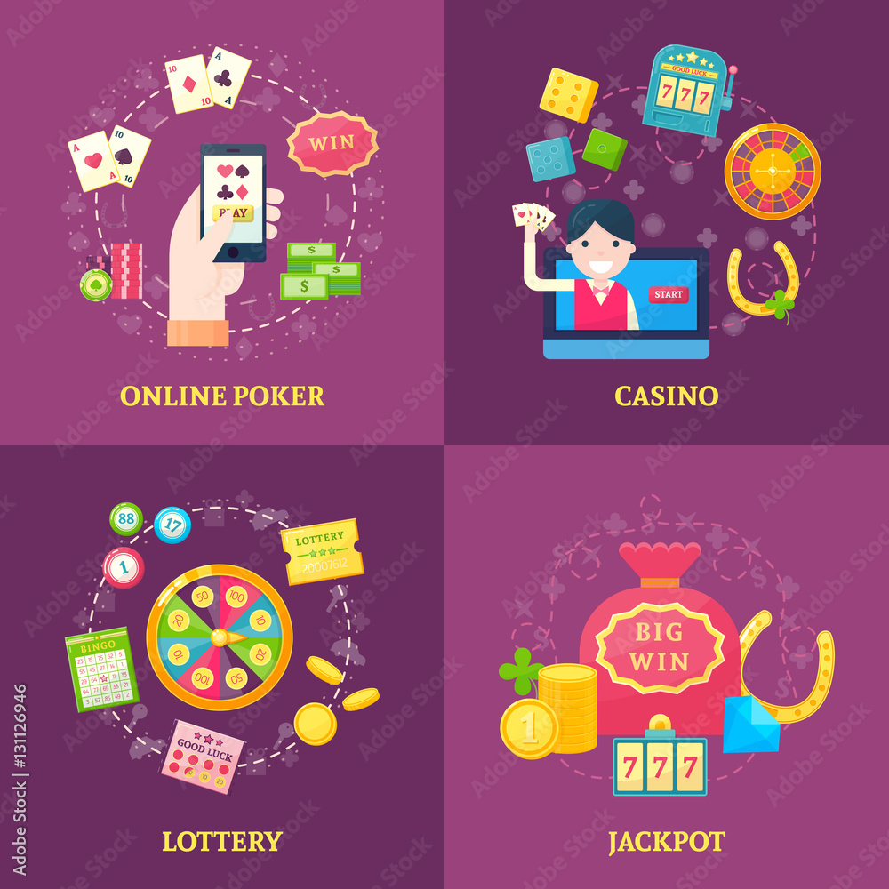 Lottery Icons Square Composition Lottery Icons Square Composition