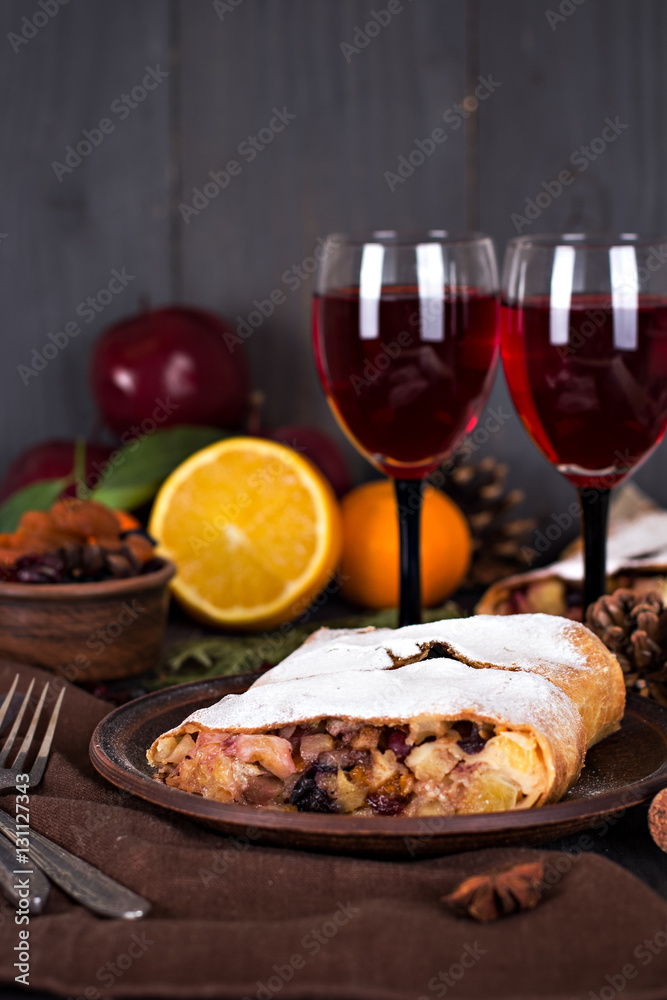 strudel and wine