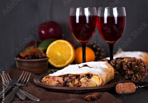 strudel and wine