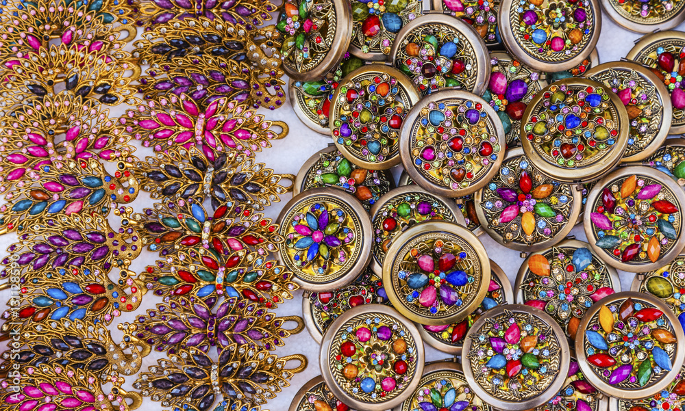 Naklejka premium Colorful Mexican Souvenir Jewerly Guanajuato Mexico