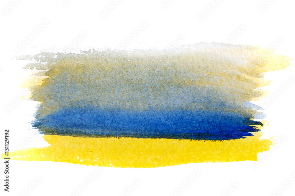Obraz premium Blue Yellow watercolor background. Design elements. Painting. Grunge colorful background on watercolor paper.