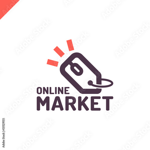 E store logo concept mouse click and shop tag