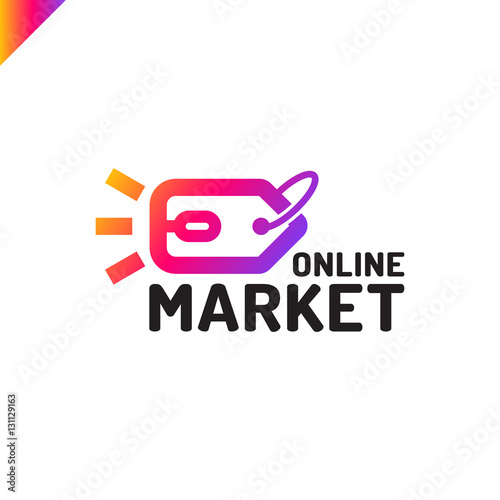 E store logo concept mouse click and shop tag
