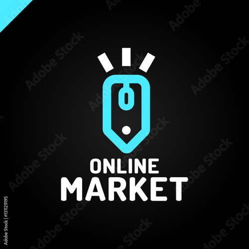 E store logo concept mouse click and shop tag