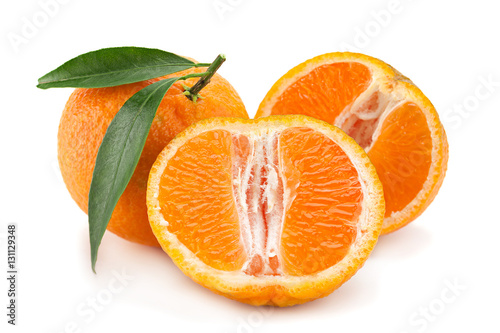 Fototapeta Naklejka Na Ścianę i Meble -  Tangerine tropical fruit on white
