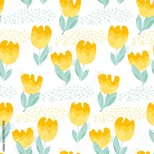 tender pastel color decorative tulip seamless pattern. stylized vector illustration for wrapping paper, backgrpund, fabric