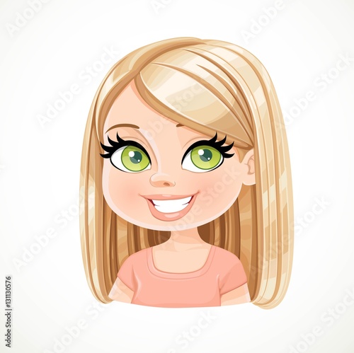 Beautiful blonde girl with straight hair portrait isolated on wh