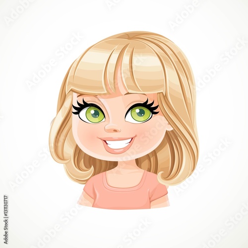 Beautiful blond girl with bob haircut with bangs portrait isolat