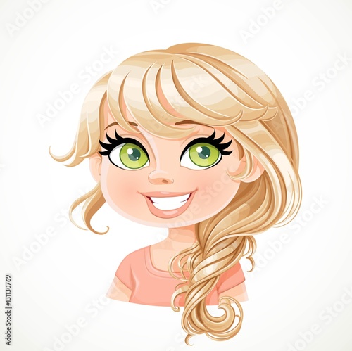 Beautiful blond girl with her hair carelessly braided plait port
