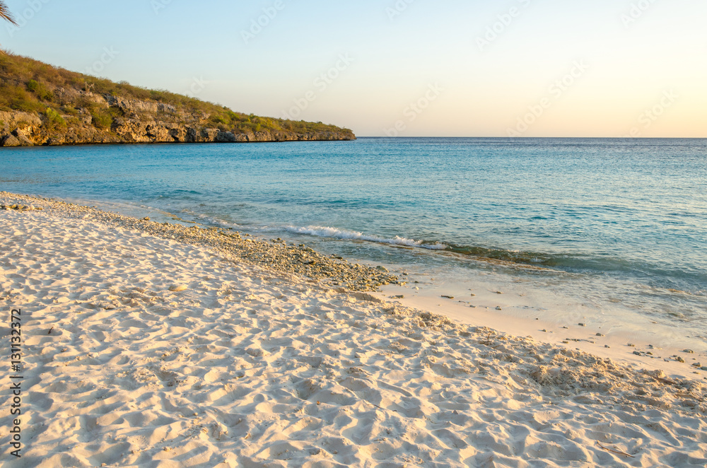 Sandy beach sunset in Curacao a Caribbean Island Sandy beach sunset in Curacao a Caribbean Island