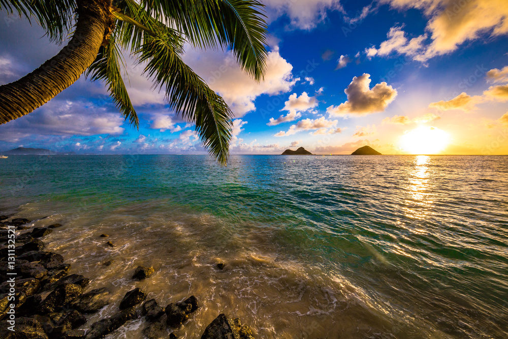 Beautiful Hawaiian Sunrise at Lanikai Beach