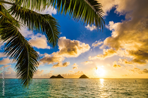 Beautiful Hawaiian Sunrise at Lanikai Beach photo