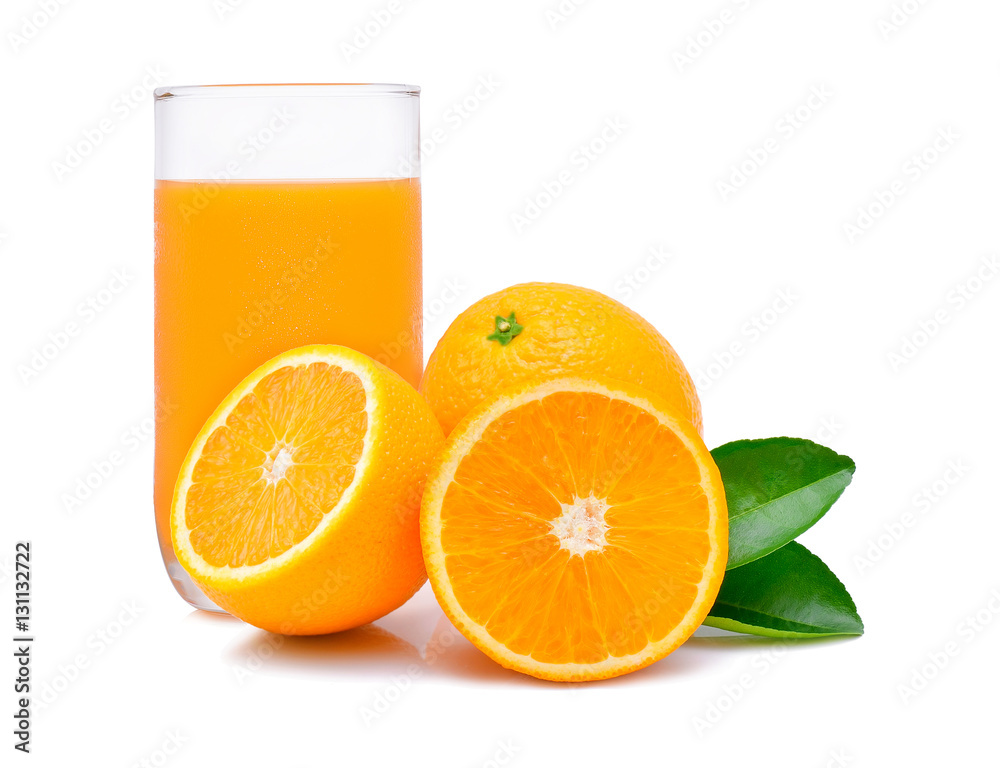 orange juice with oranges isolated on white background orange juice with oranges isolated on white background