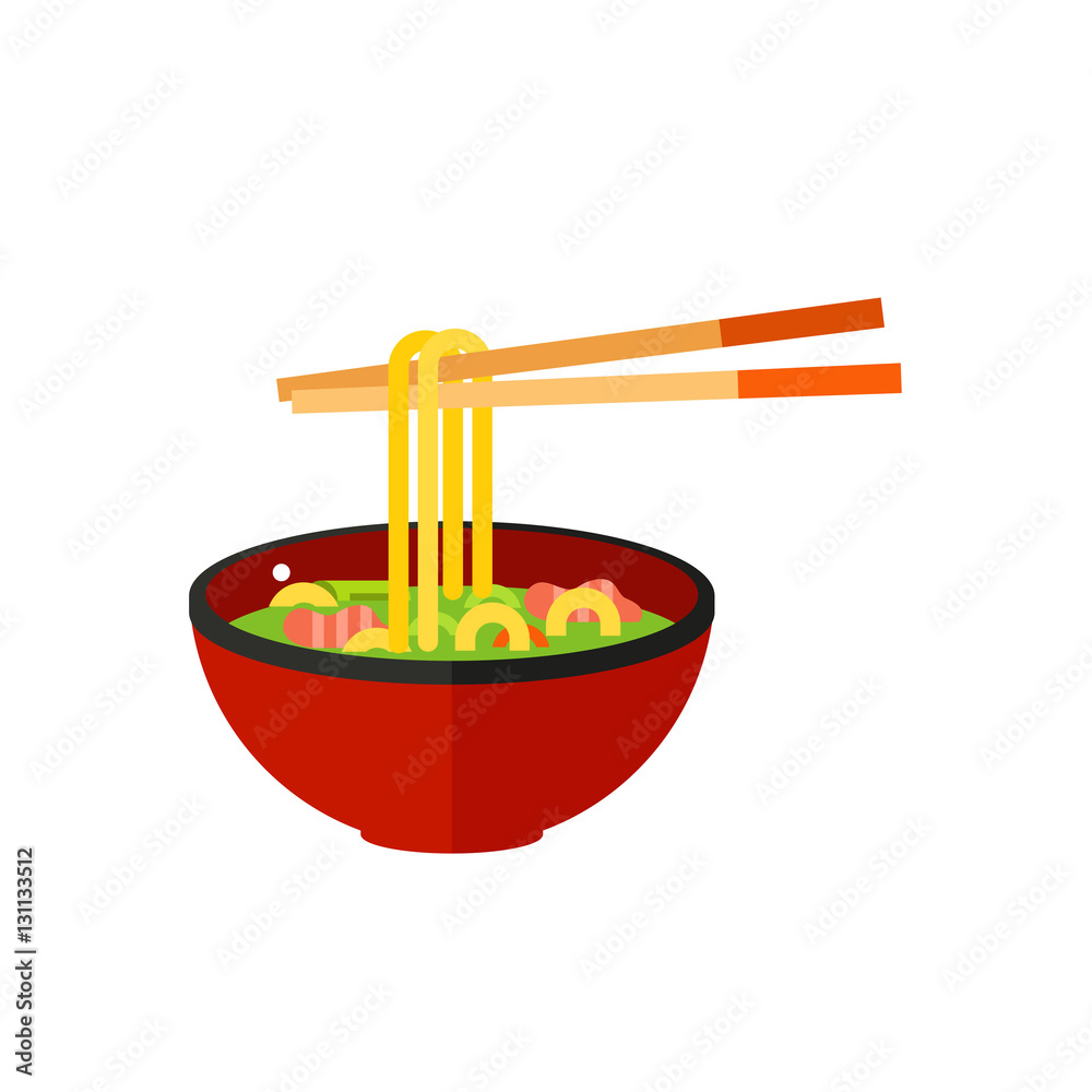 Bowl of pho noodles and chopsticks icon Stock Vector Adobe Stock