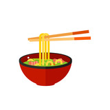 Bowl of pho noodles and chopsticks icon