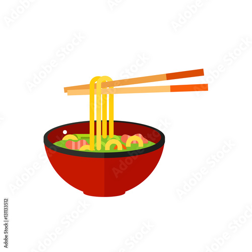 Bowl of pho noodles and chopsticks icon
