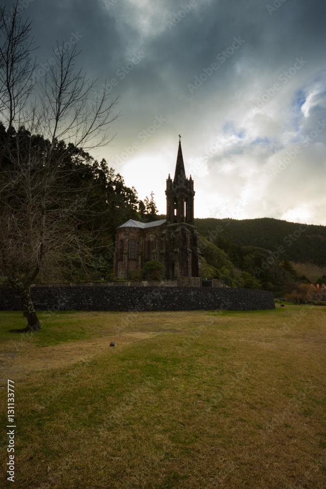 Old chapel in furnas sao miguel island in azores, portugal