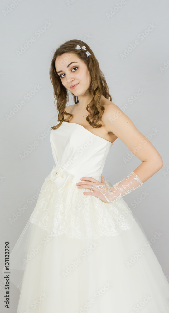 bride on white background. dress