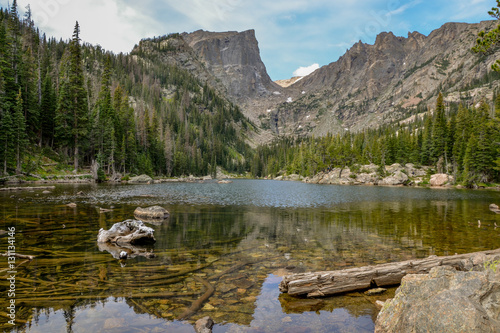 lots of granite stones and timber logs in the clear water of Dream Lake with Hallett peak in the background
Rocky Mountain National Park, Estes Park, Colorado, United States photo