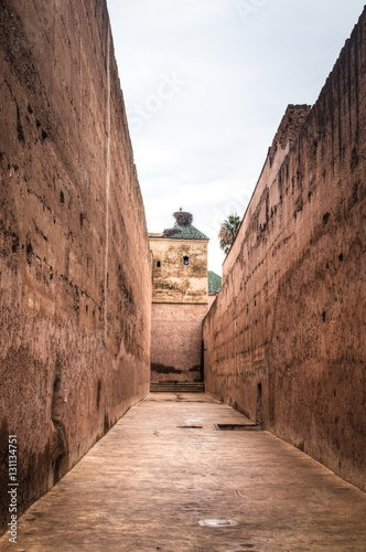 Inside the ancient palace of Bab Agnaou, one of the main attractions of Marrakesh in Morocco
