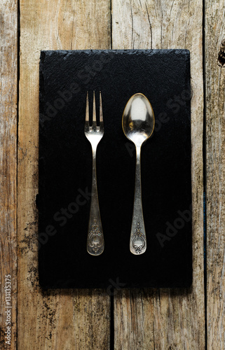 Brass spoon and fork