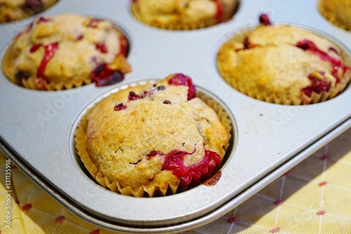 Homemade fresh cranberry vegan muffins