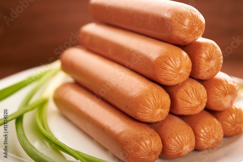 sausage on a white plate close