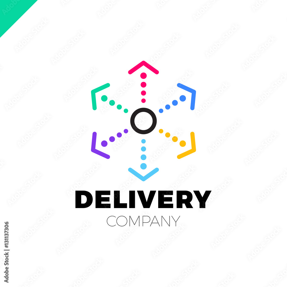 Delivery Six Arrow Logo. Circle in middle and dot Delivery Six Arrow Logo. Circle in middle and dot