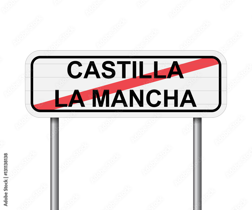 Exit of Castilla La Mancha, Spain road sign vector Exit of Castilla La Mancha, Spain road sign vector
