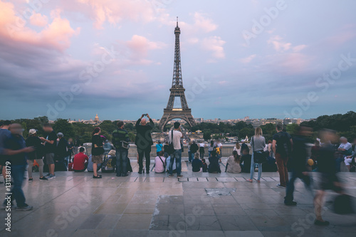 Crowd in front of Tour Eiffel - Paris